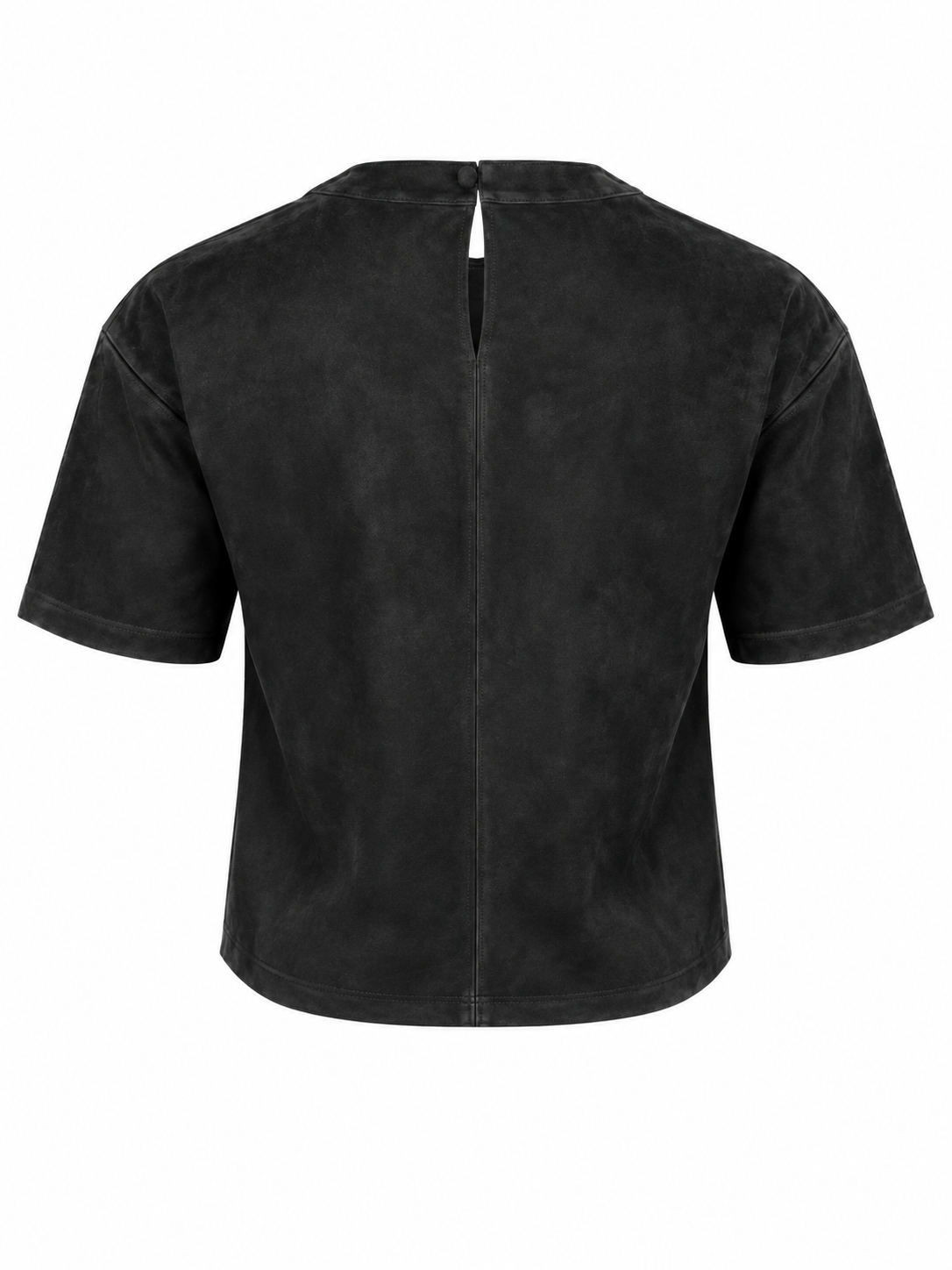 Faux Suede Cropped Tee in Black