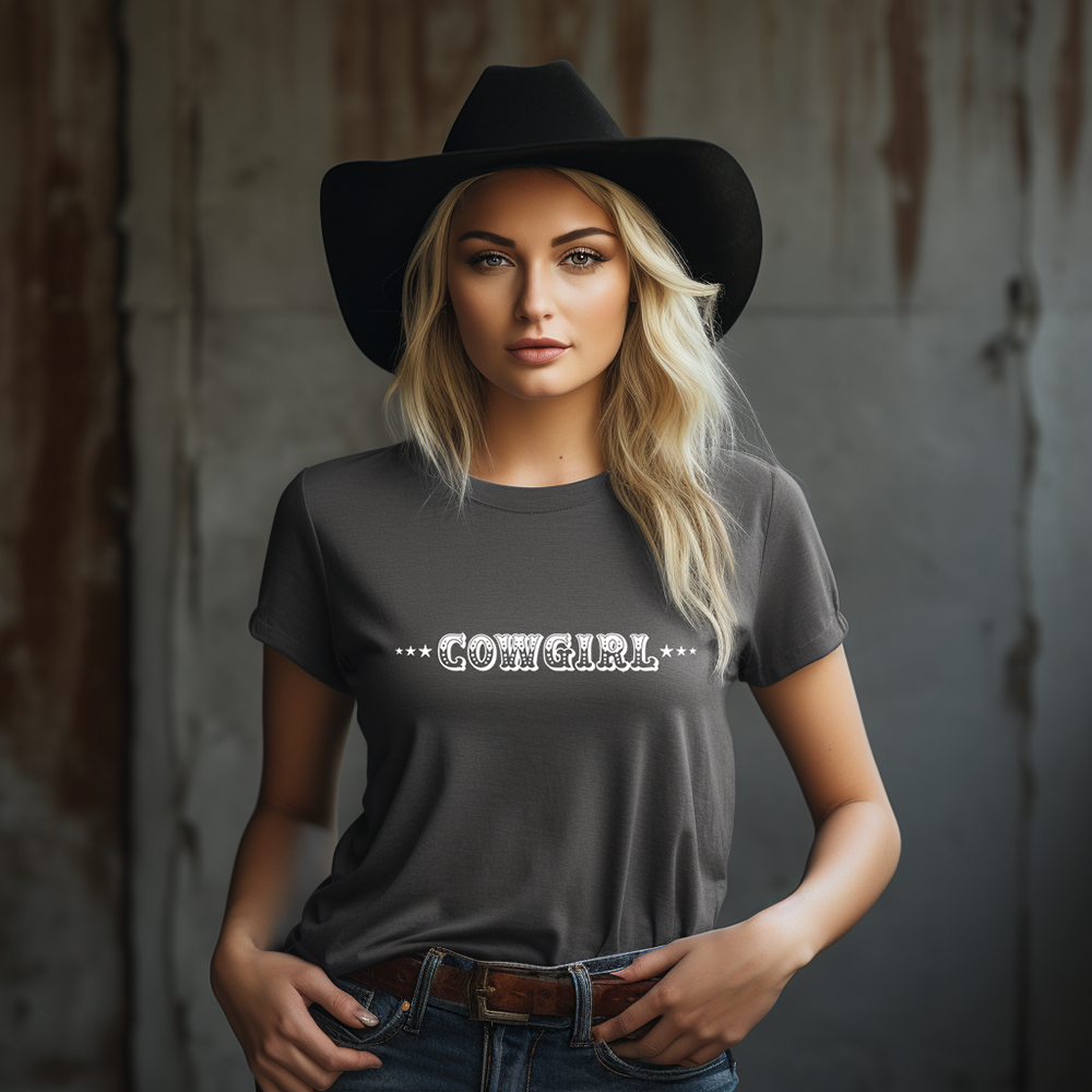 Cowgirl wearing t-shirt with stars