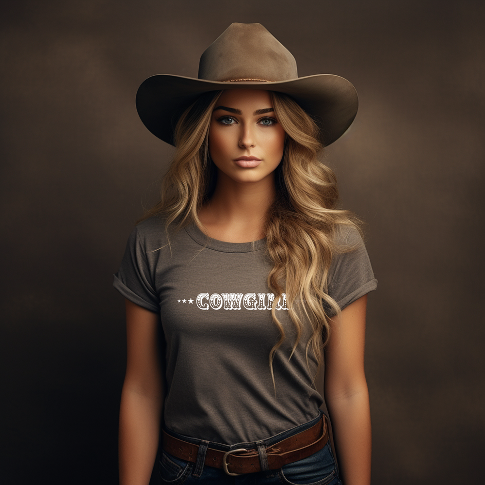 Cowgirl in stars hat and shirt