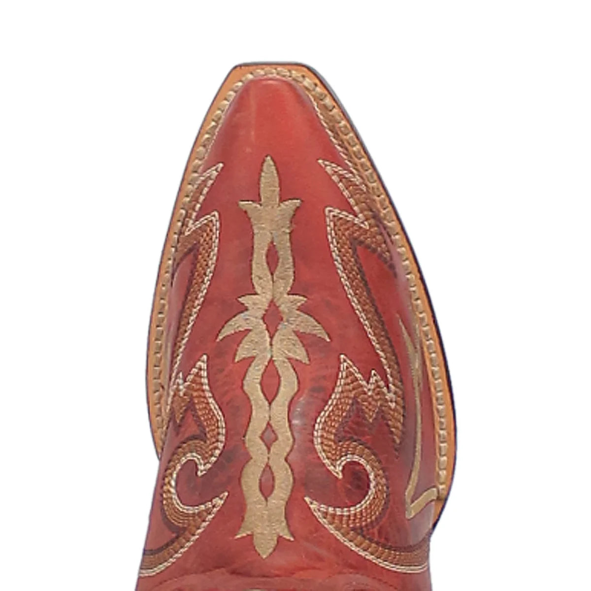 DP4274-6 red cowboy boot toe with decorative stitching