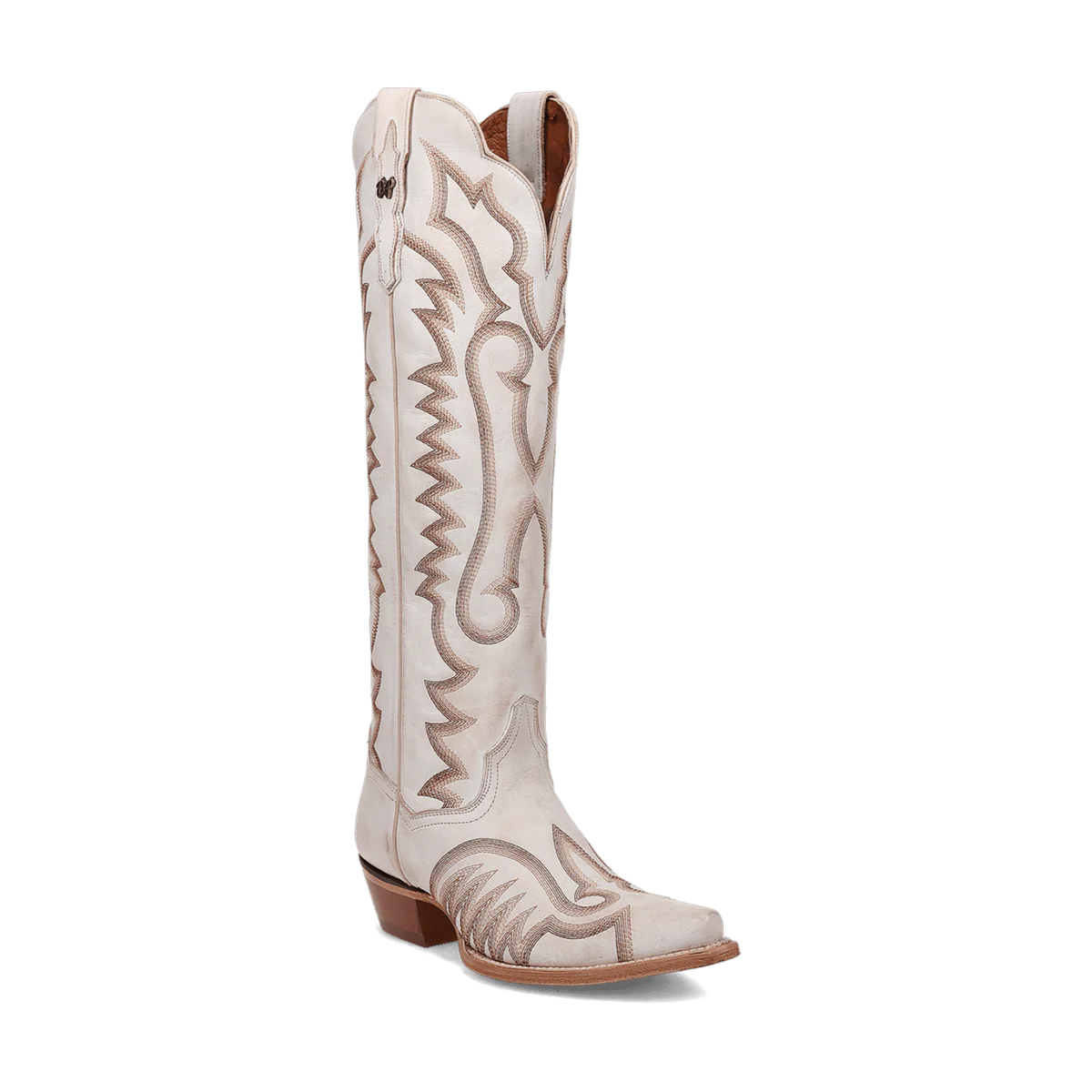 White cowboy boot with intricate stitching
