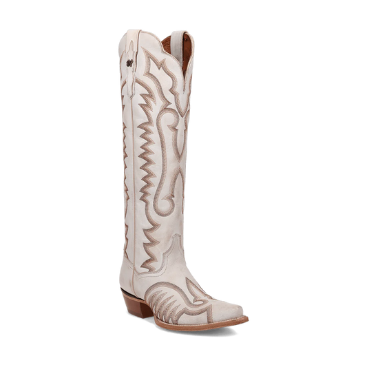 White cowboy boot with intricate stitching