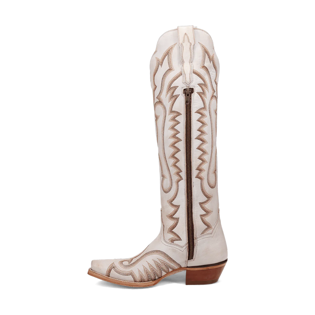 White western boot with zipper and stitching