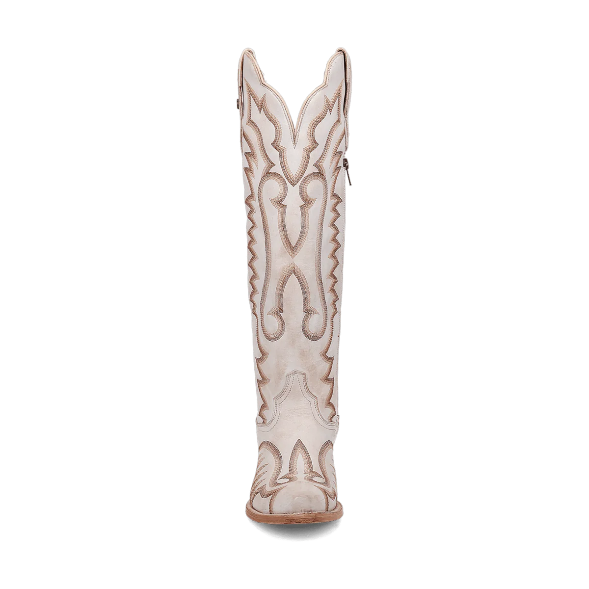 Off-white cowboy boot with intricate stitching