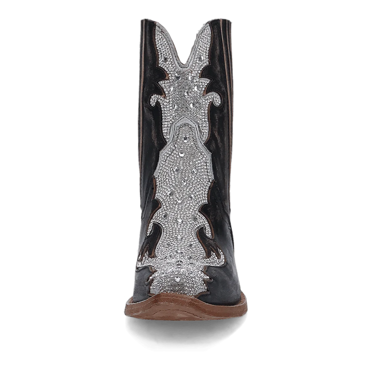 Black and silver jeweled cowboy boot