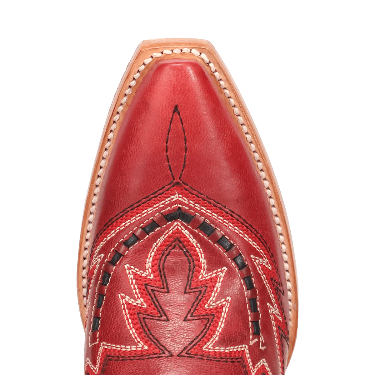 Red leather DP7021_6 cowboy boot toe
