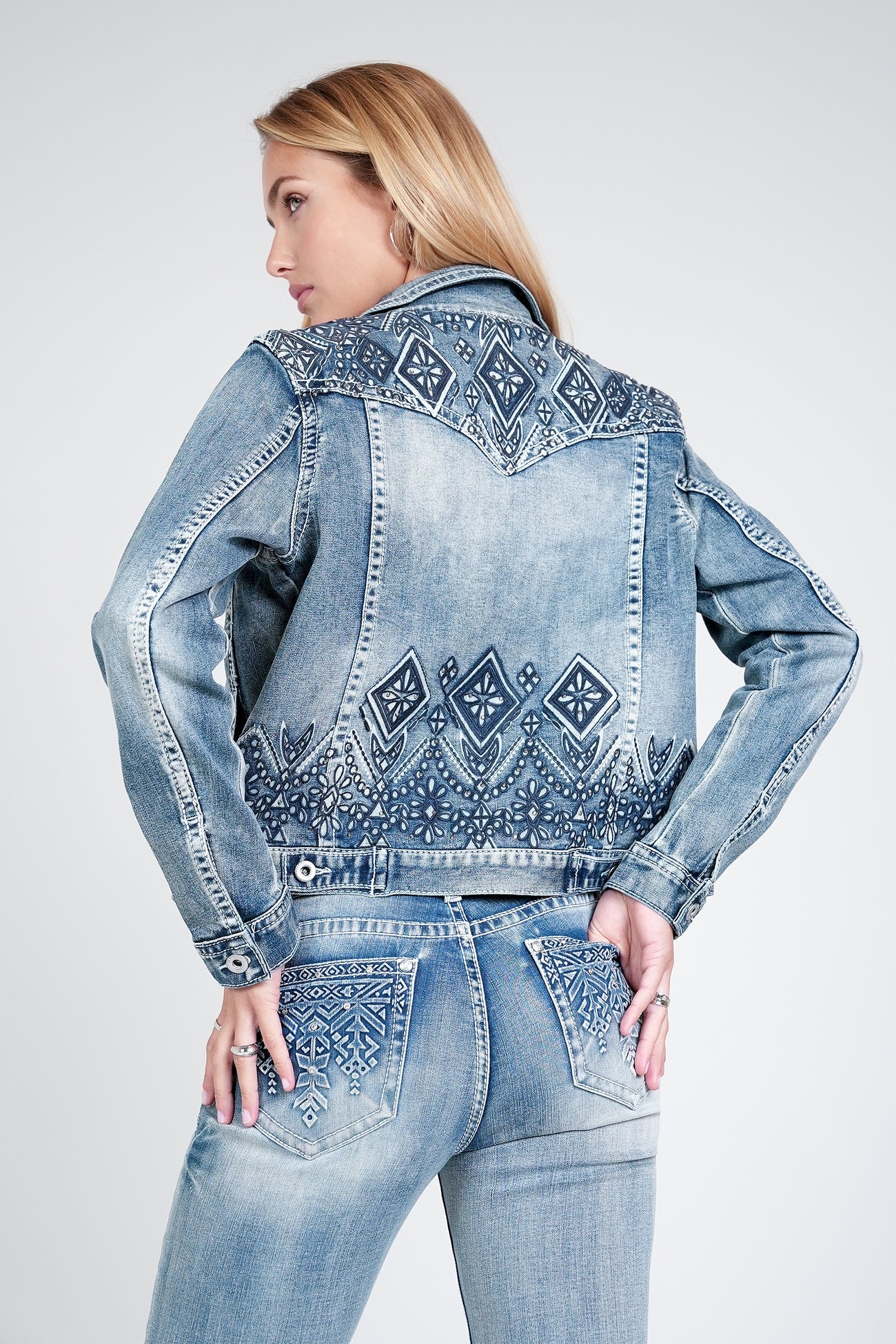Denim jacket with embroidered detail