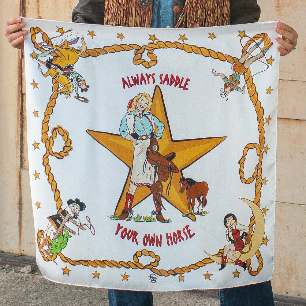 Cowgirl bandana with Always Saddle Your Own Horse design