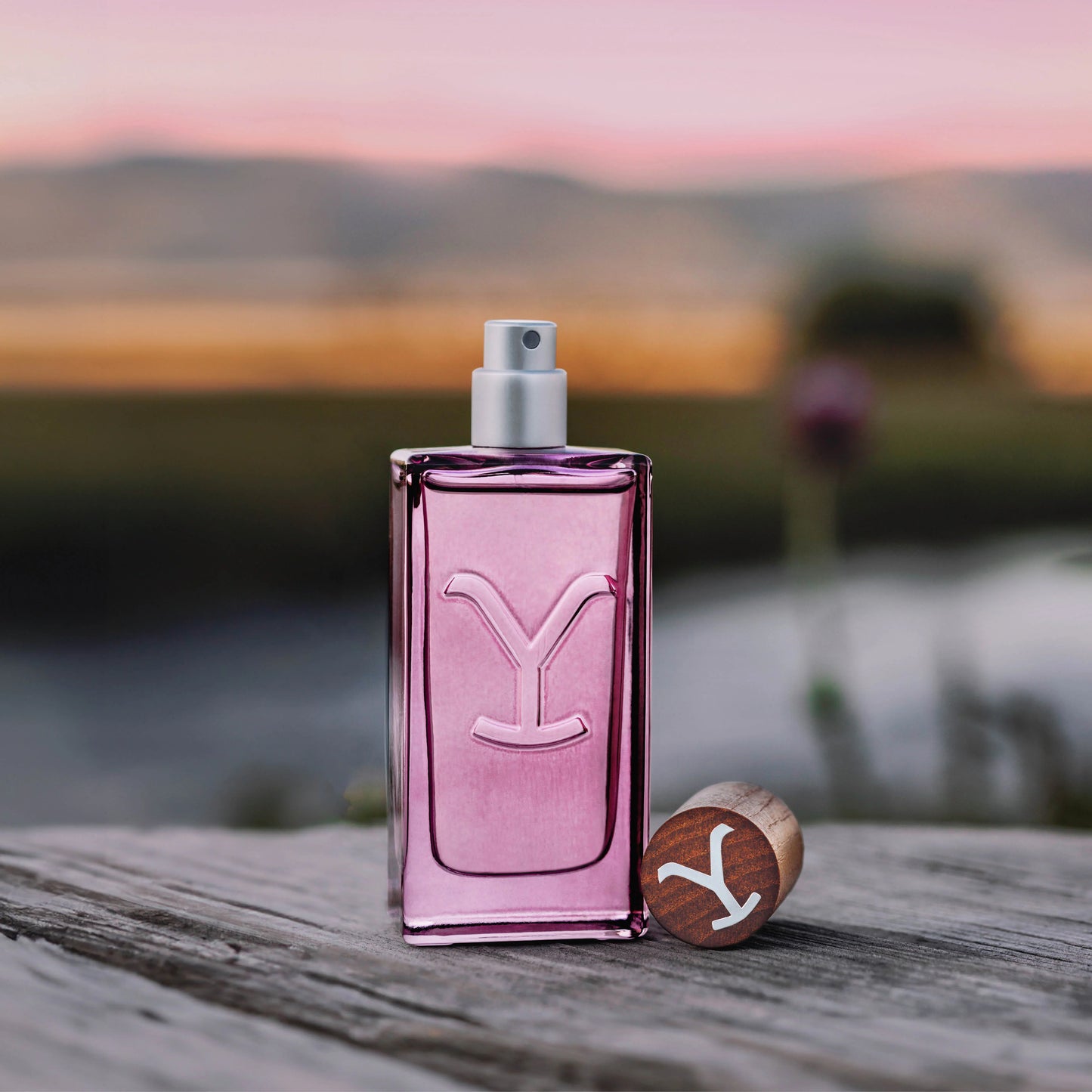 Yellowstone fragrance bottle at dusk