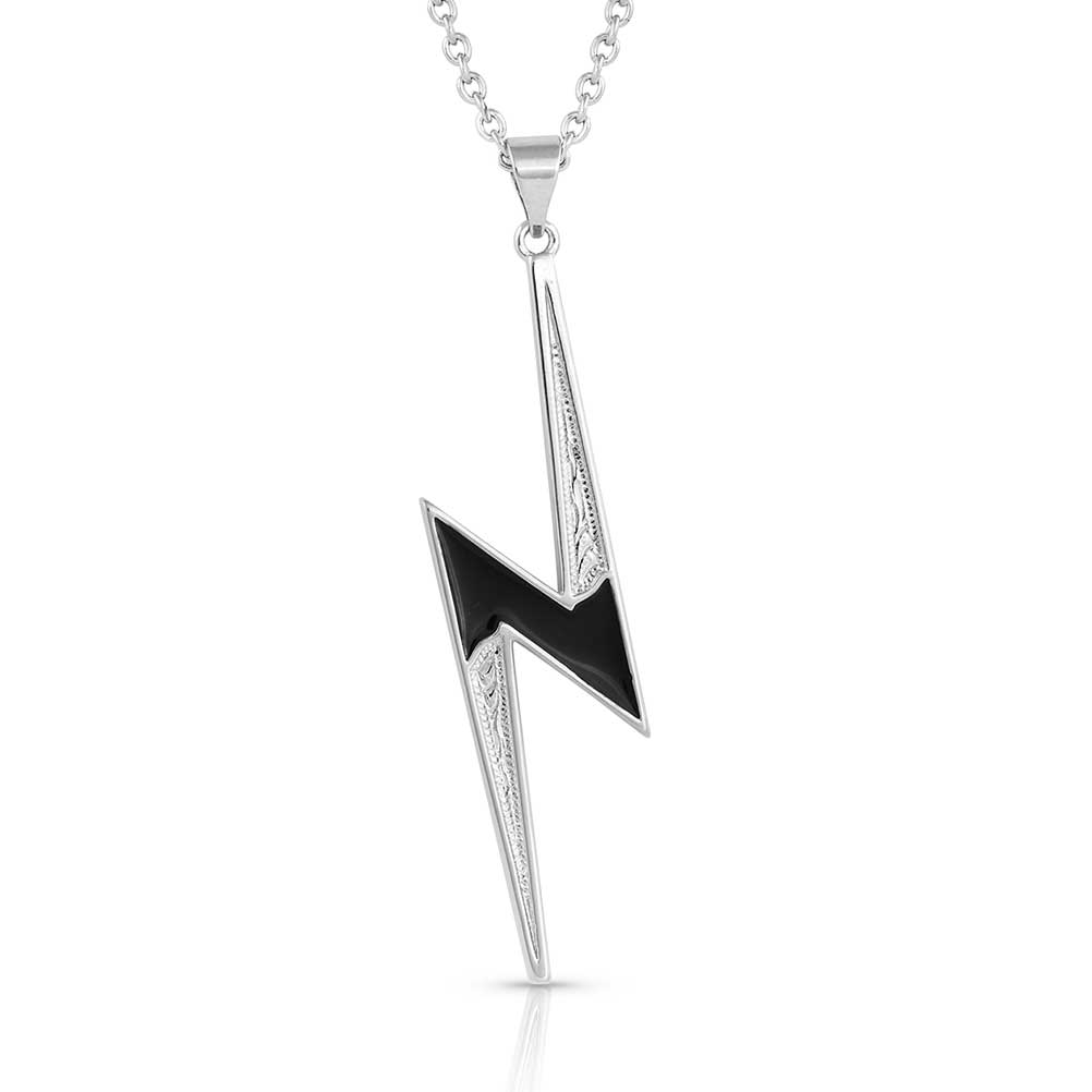 Silver lightning bolt pendant necklace