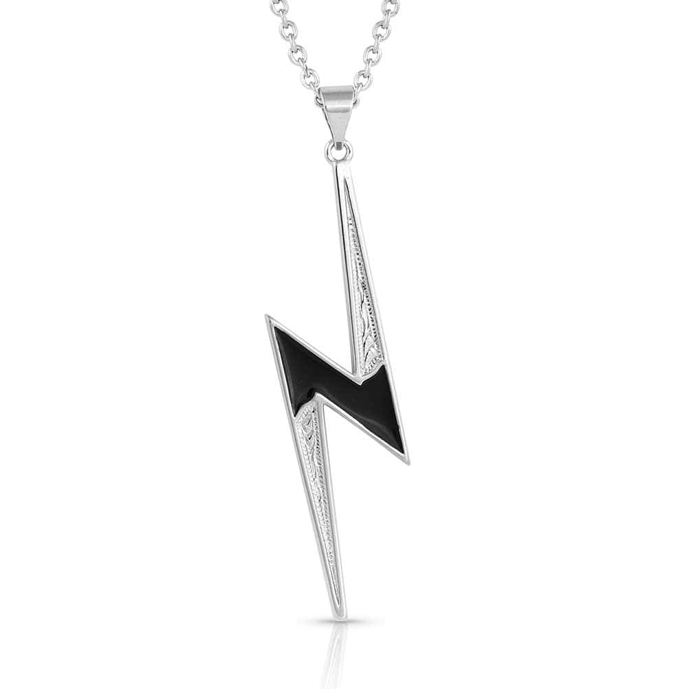 Silver lightning bolt pendant necklace