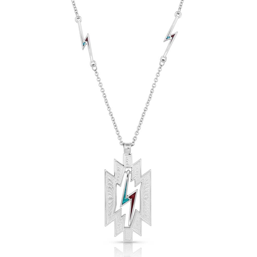 E-Bynder-NC5321 silver necklace with lightning bolt design