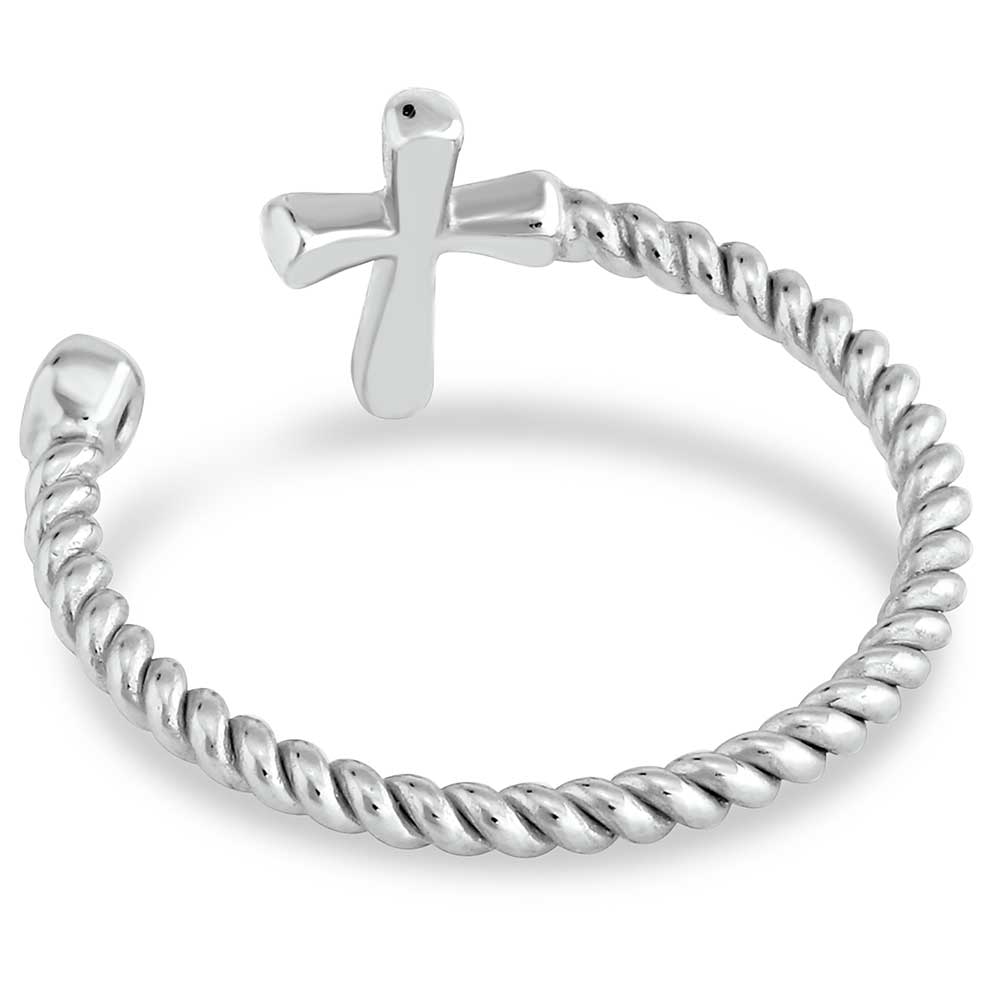 Silver cross toe ring