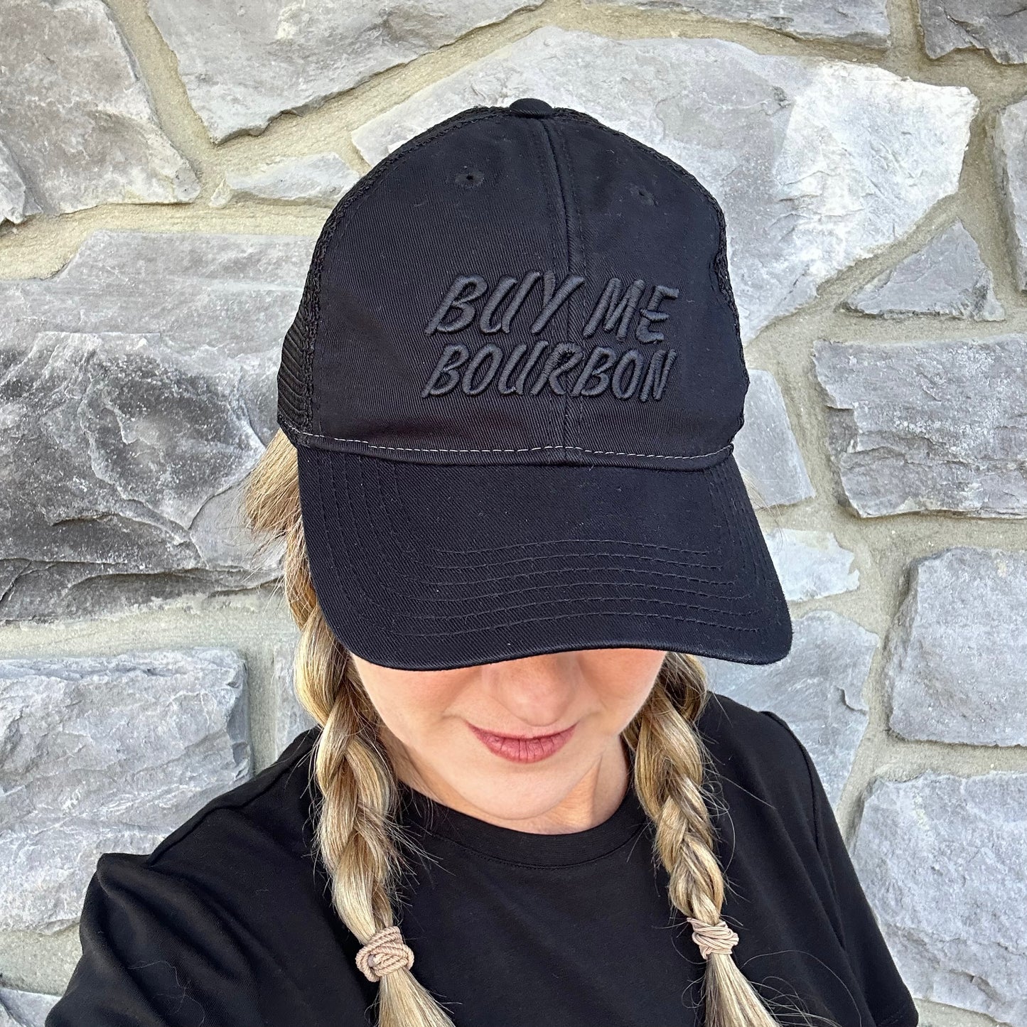 Buy Me Bourbon Embroidered Twill Trucker Hat