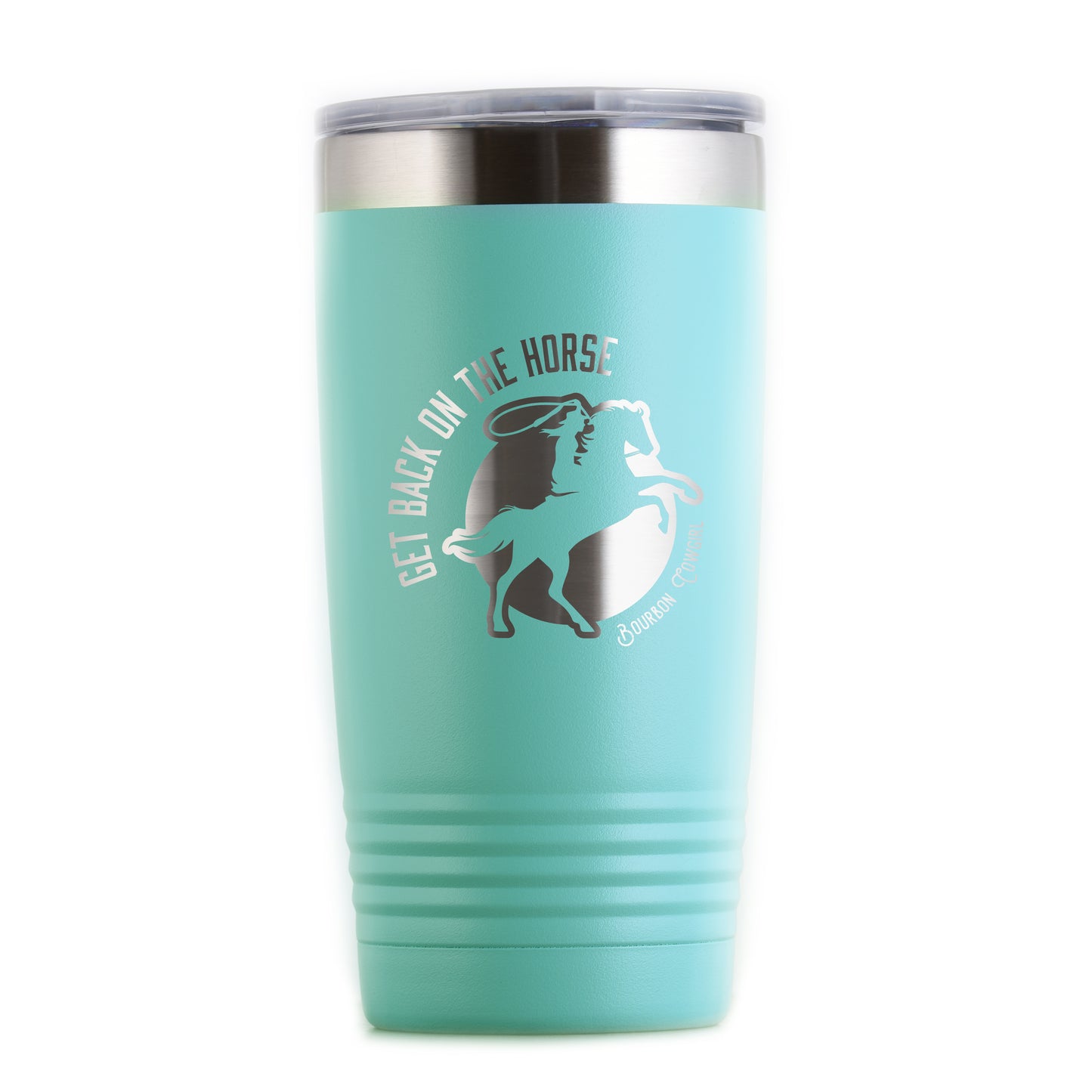 Teal Get Back on the Horse tumbler