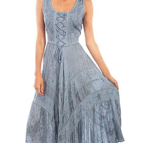 Blue embroidered maxi dress