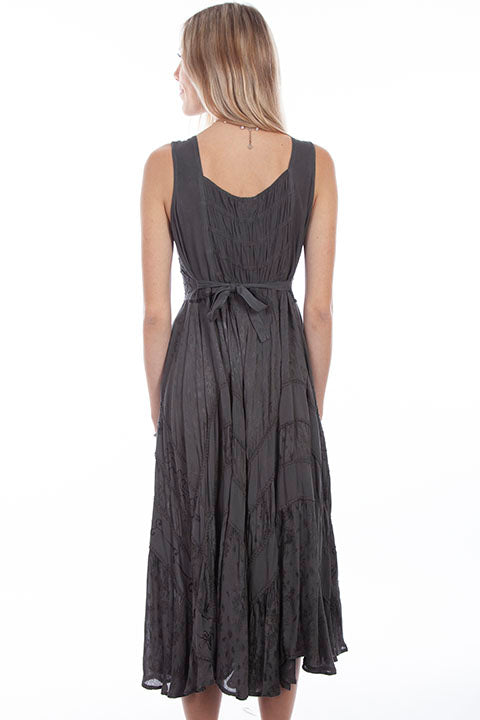 Woman in dark gray dress