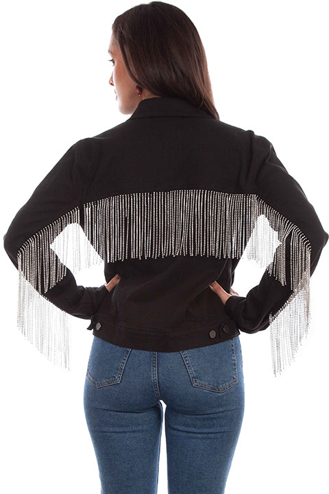 HC792-BLK Black Fringe Jacket Back Preview