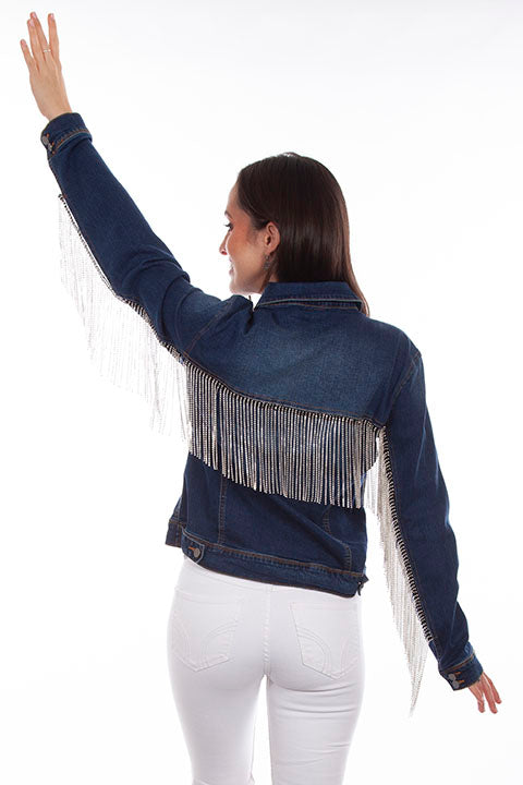 HC792-DEN denim jacket with fringe detail, preview