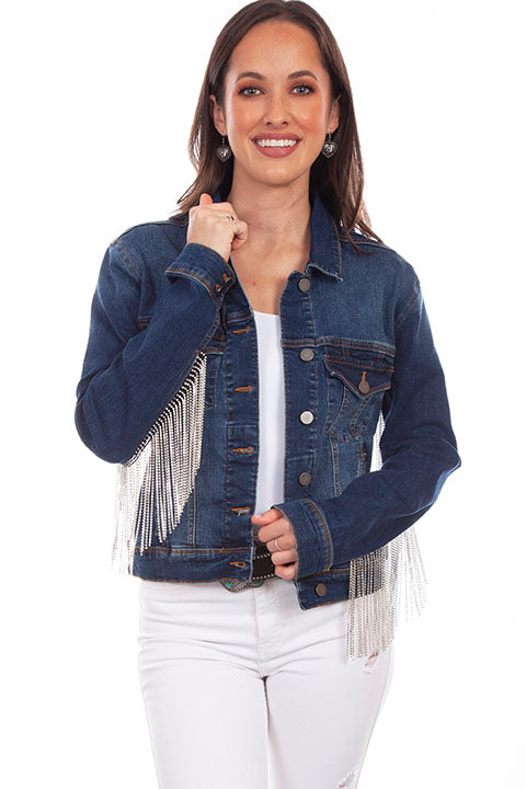 HC792-DEN Denim Jacket with Fringe