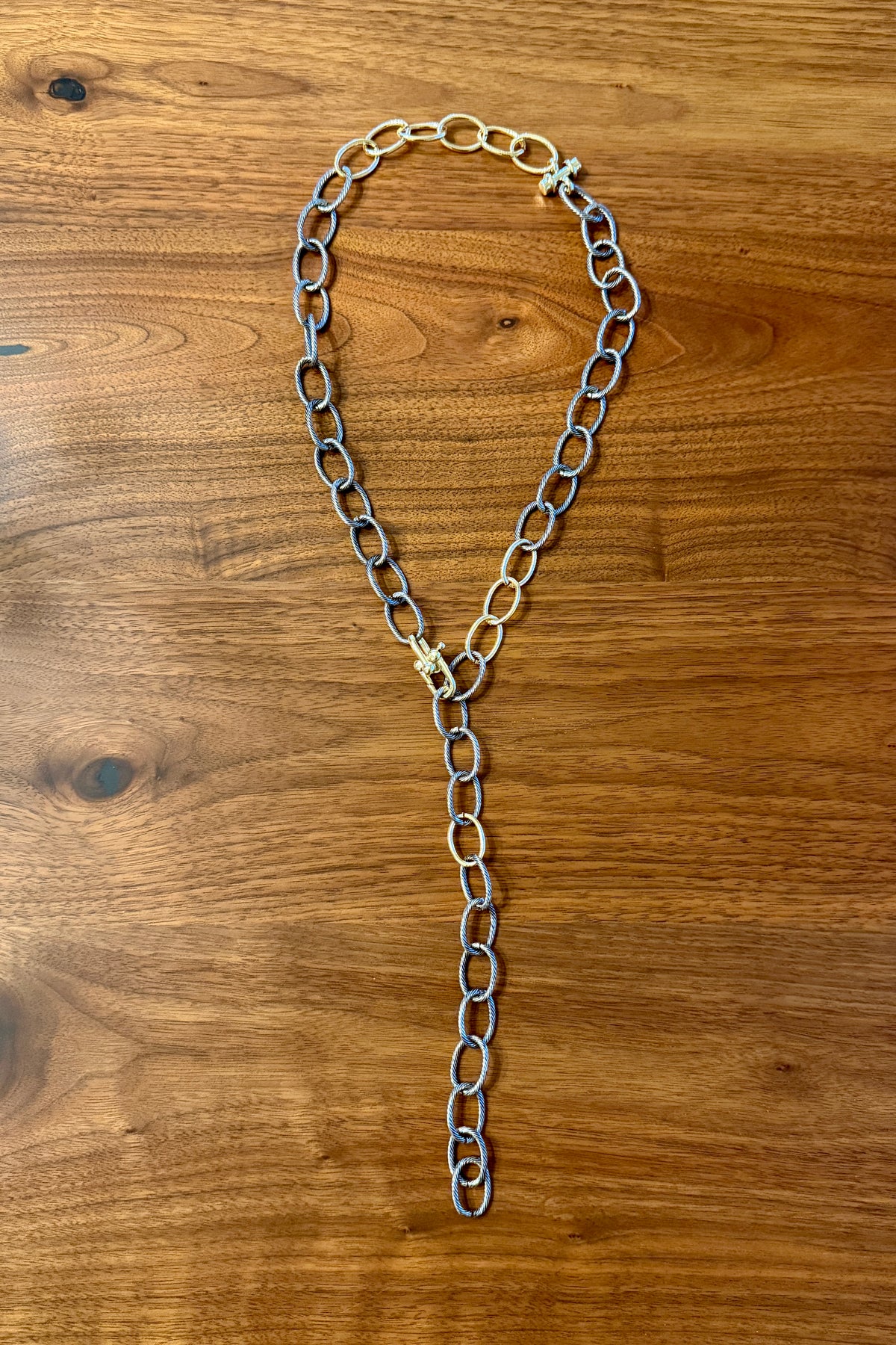 Gold & Silver Chain Y Necklace by Michele Busch