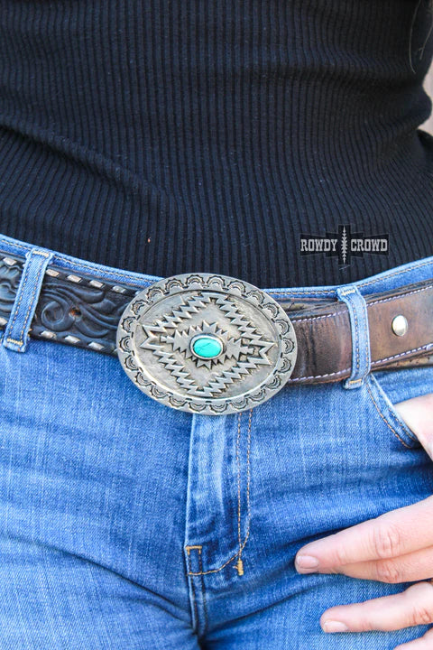 Western belt with turquoise stone