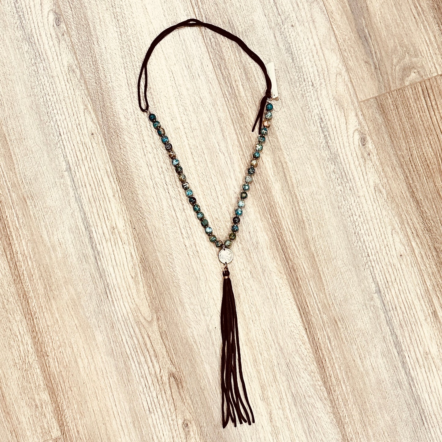 Gem Silica Nickel & Tassel Western Necklace