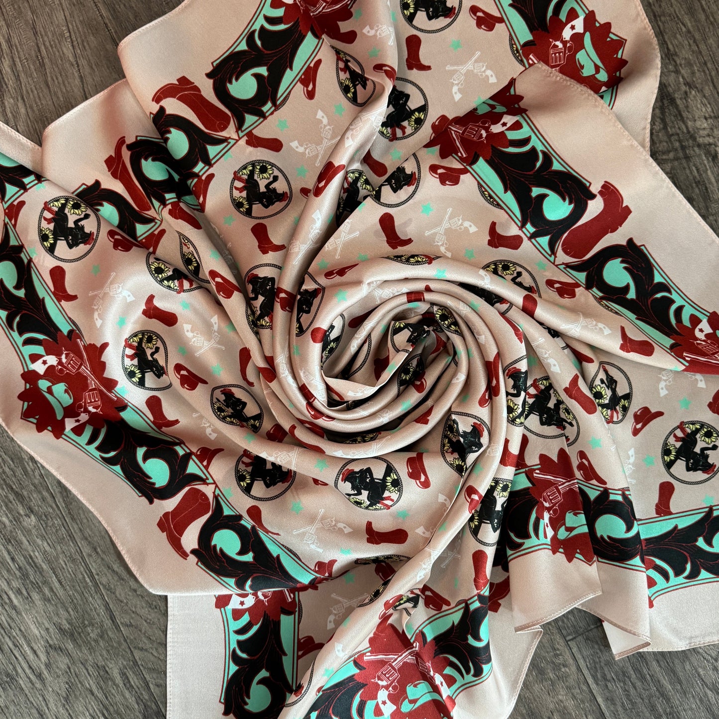 Silk scarf with western pattern