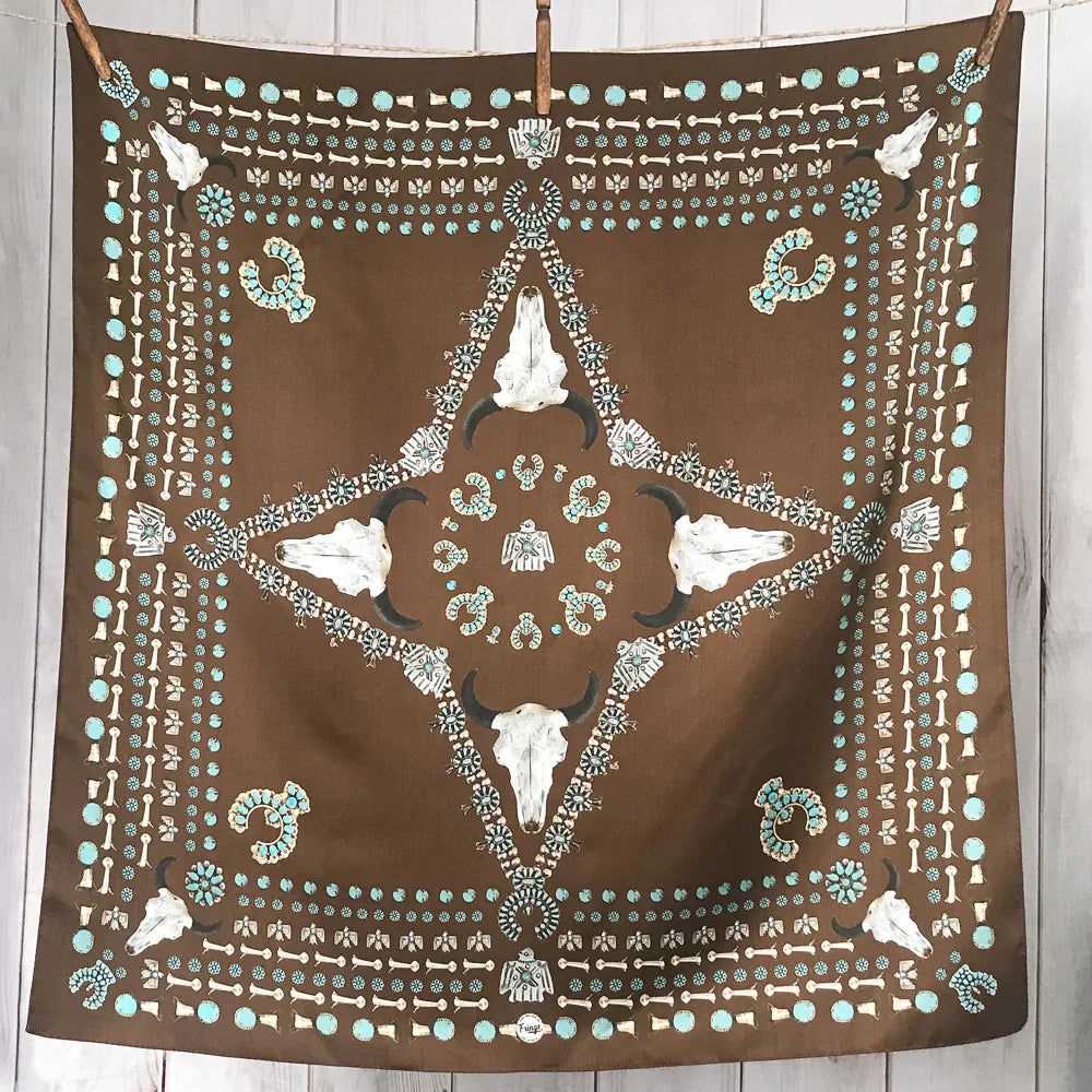 Brown bandana with skull design