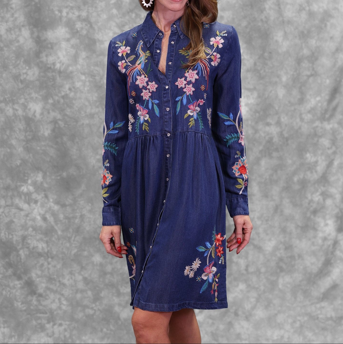 Johnny Was Malaya embroidered shirt dress