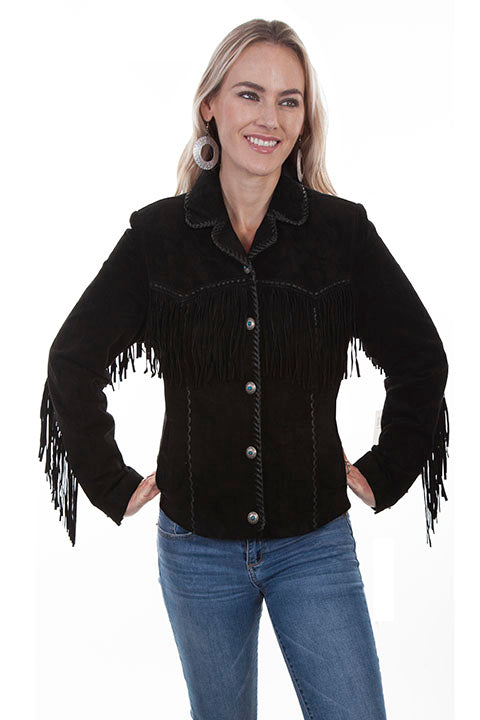 Black suede fringe jacket L1016-19