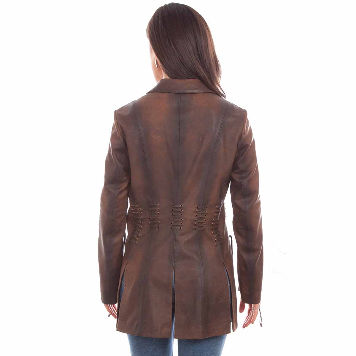 L1089-164-BK brown leather jacket back view