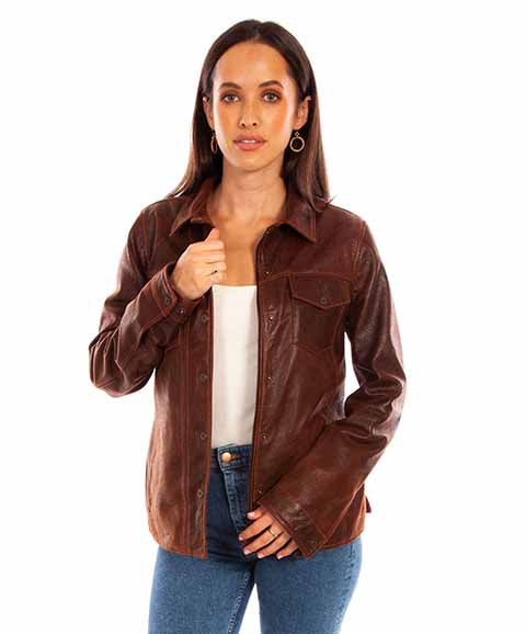 Brown leather jacket L1104-131