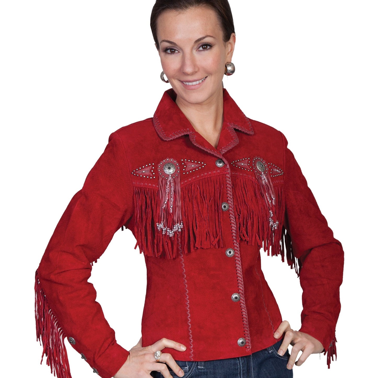 Red suede fringe jacket L152-27