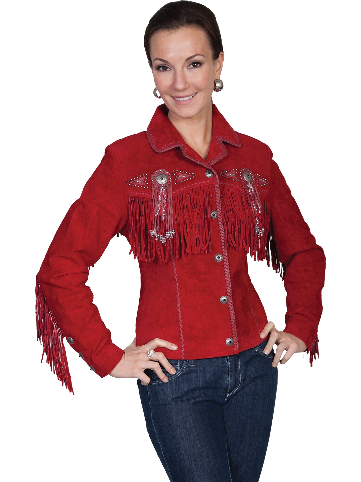 Red suede fringe jacket L152-27