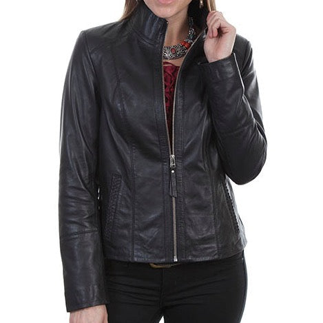 Black leather jacket with zipper