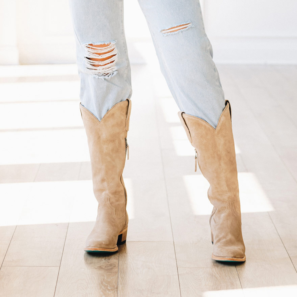 Plain Jane Latte Suede Cowboy Boots