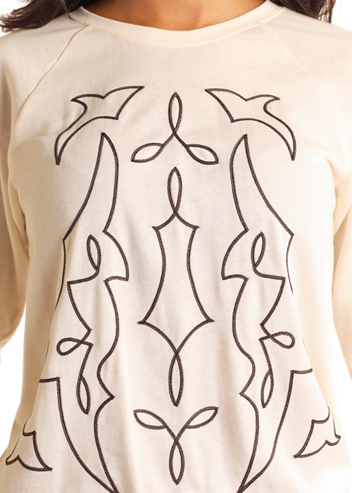 LW91T05183 cream raglan shirt with black graphic