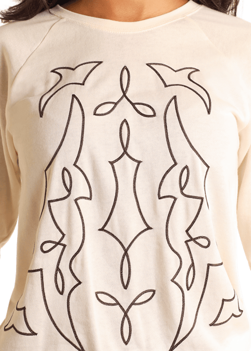 LW91T05183 cream raglan shirt with black graphic