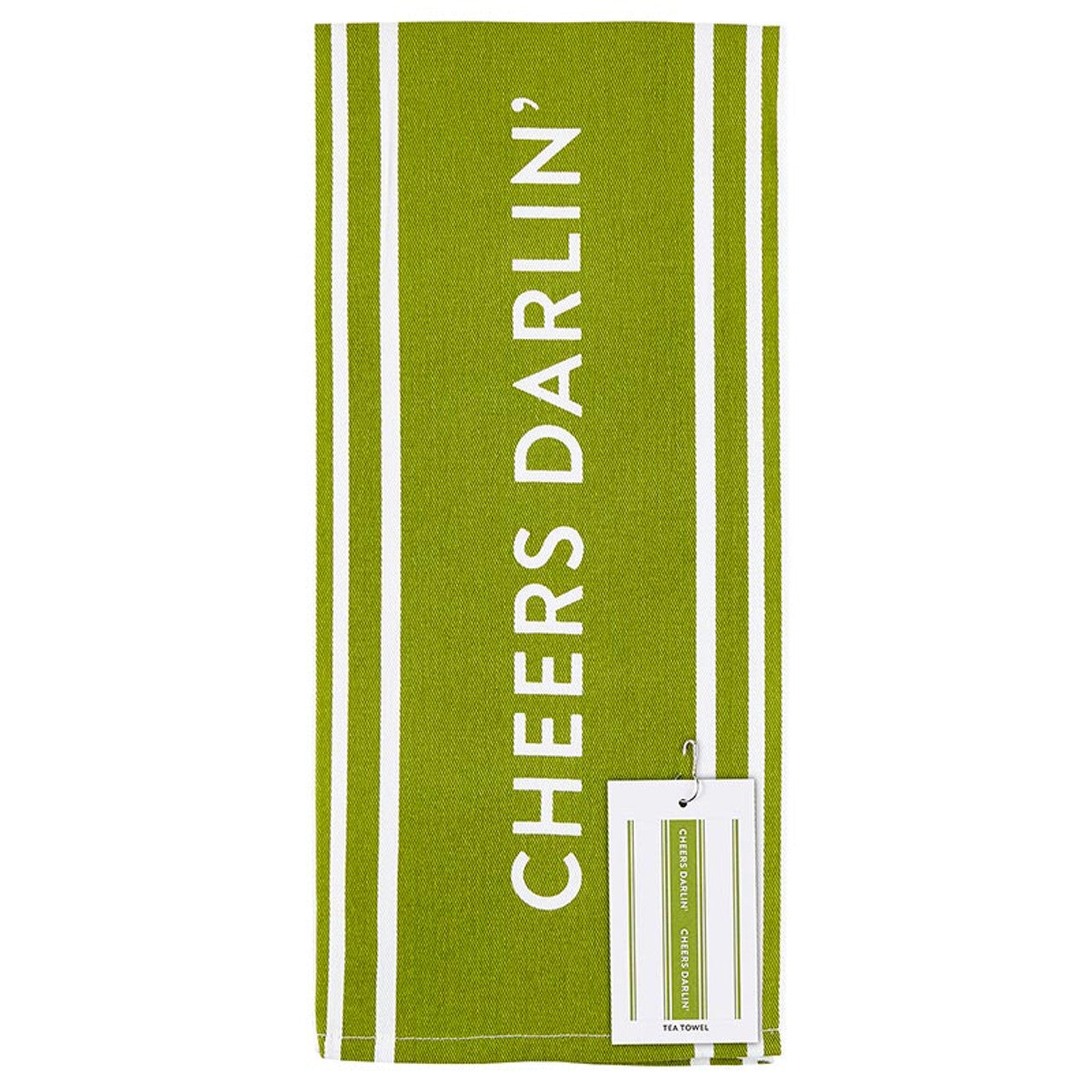 Green Cheers Darlin' kitchen towel