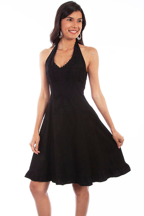 PSL-053-BLK Black Halter Dress
