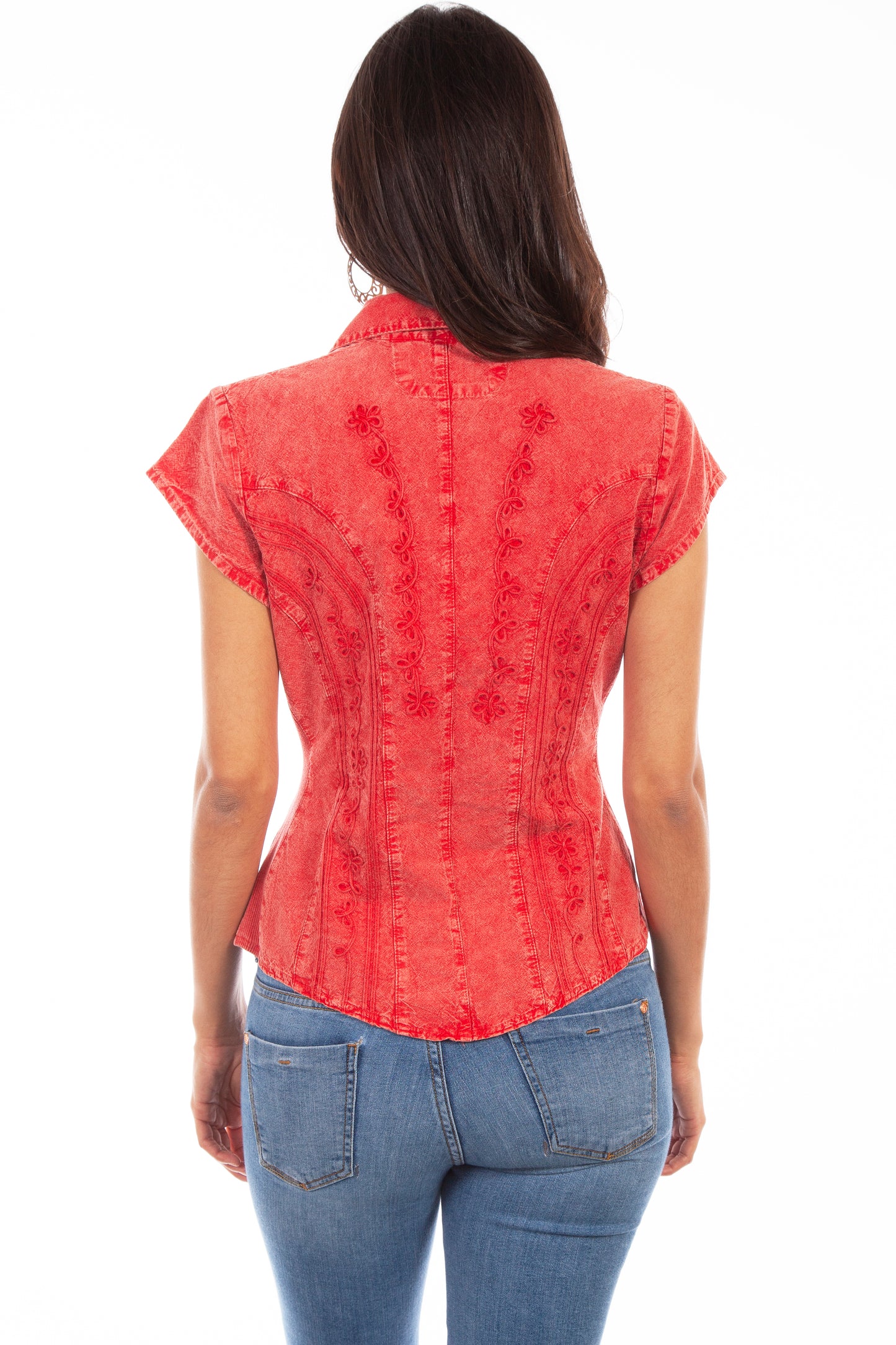 Red acid wash back view top PSL-066-BRI-BK