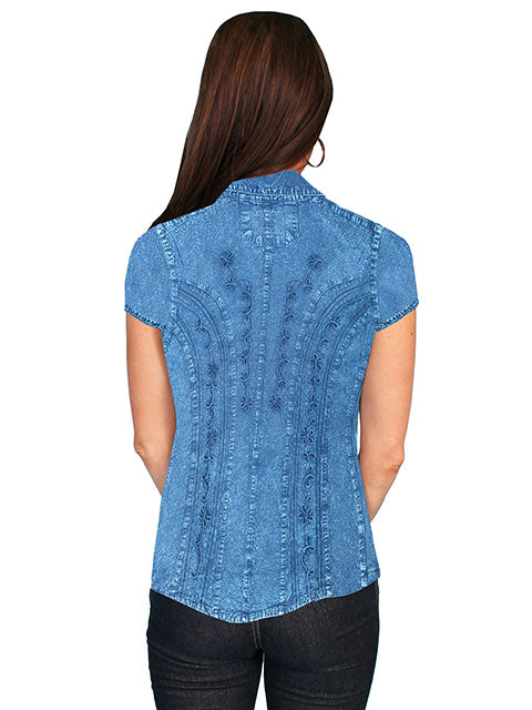 PSL-066-DBL-bk blue denim shirt back view