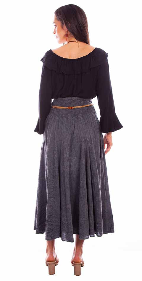 PSL-136-CHA-bk black blouse & gray skirt preview