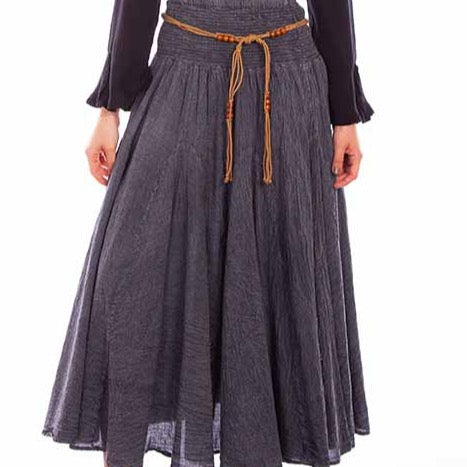 Long denim skirt with belt, preview