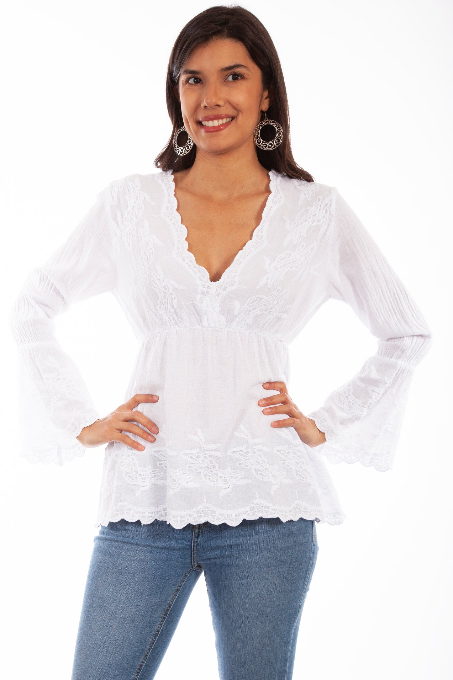 White embroidered blouse PSL-221-WHT