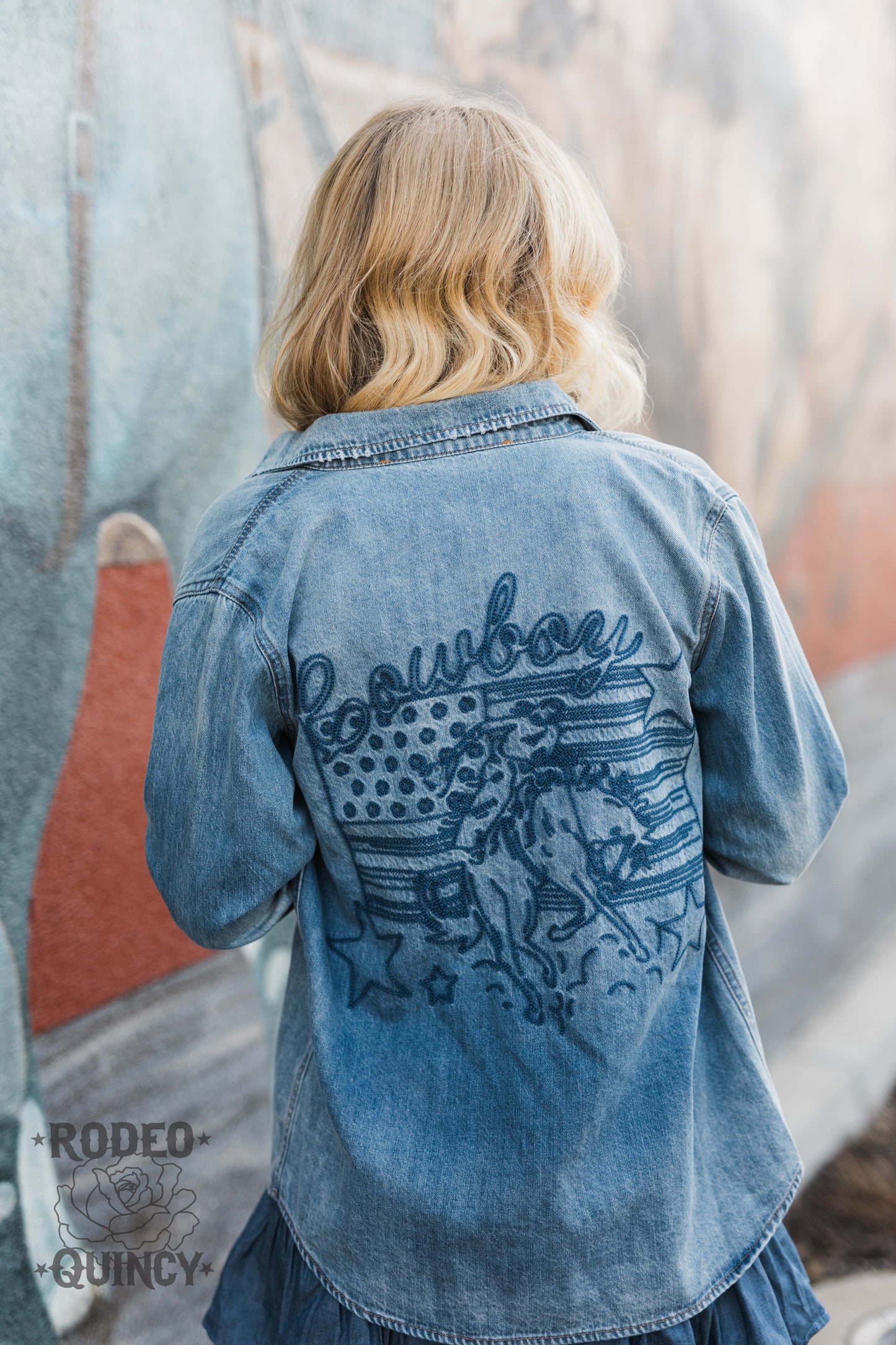 Girl in Cowboy Denim Shirt