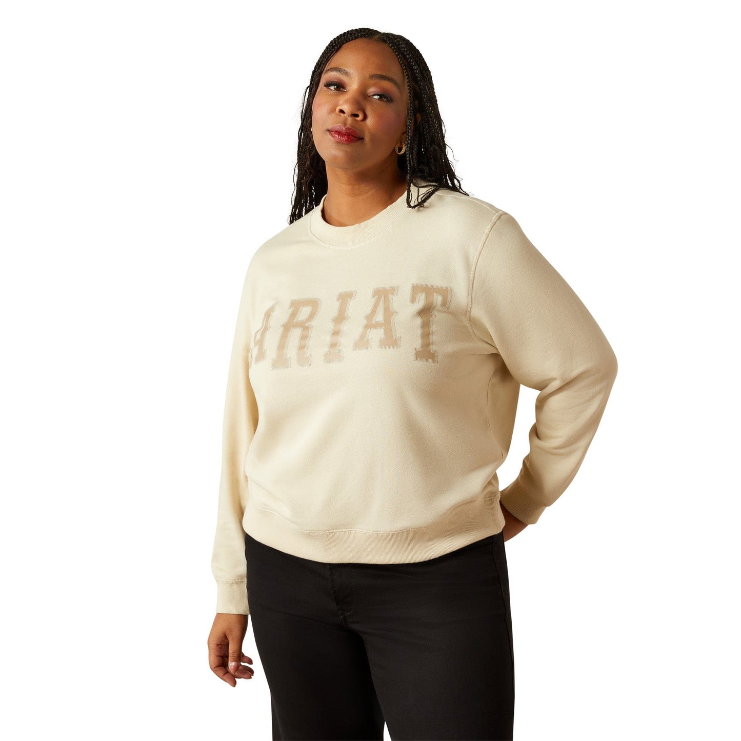 Ariat cream sweatshirt with logo, plus size
