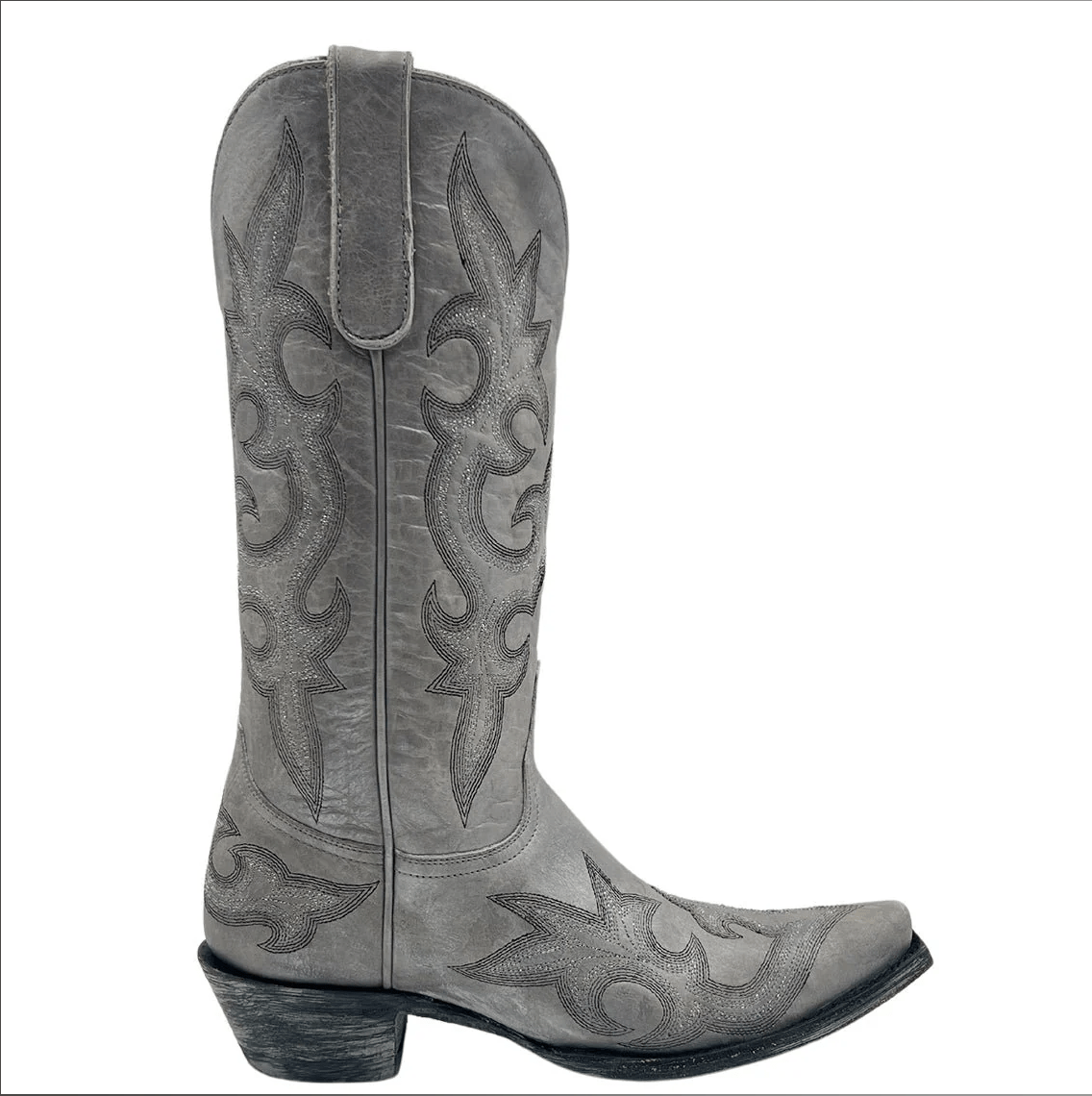 Gray cowboy boot, screenshot from April 30, 2025