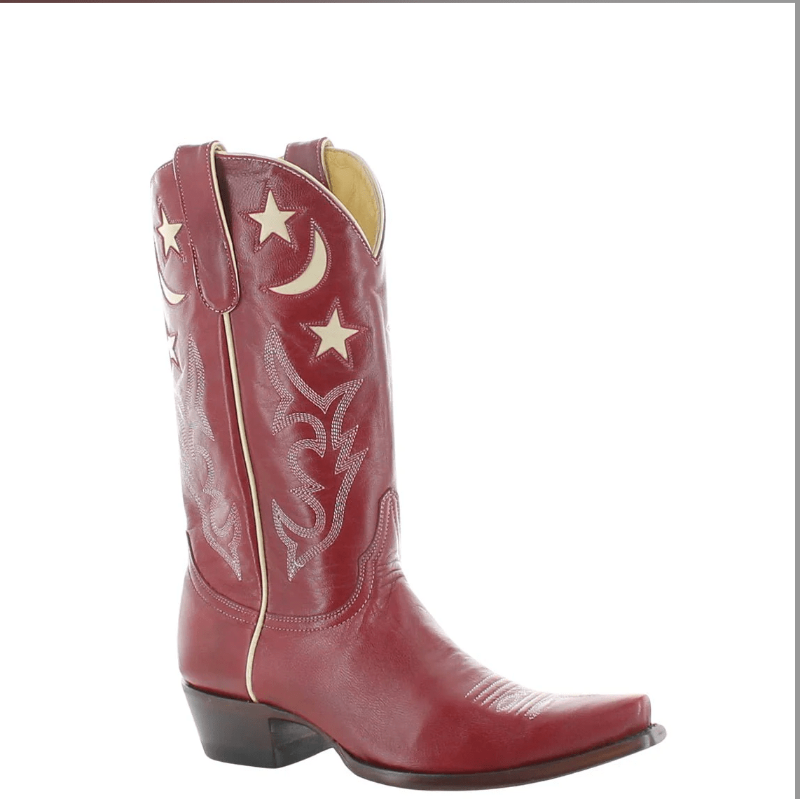 Red cowboy boot with stars and moon, May 9 screenshot.